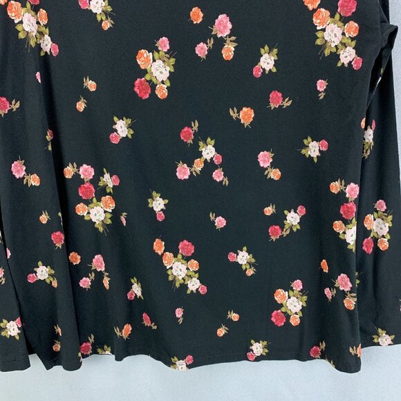 J‎ Jill Top Womens Small Petite Black Floral Pullover Tee Supima Cotton Stretchy - Picture 6 of 14